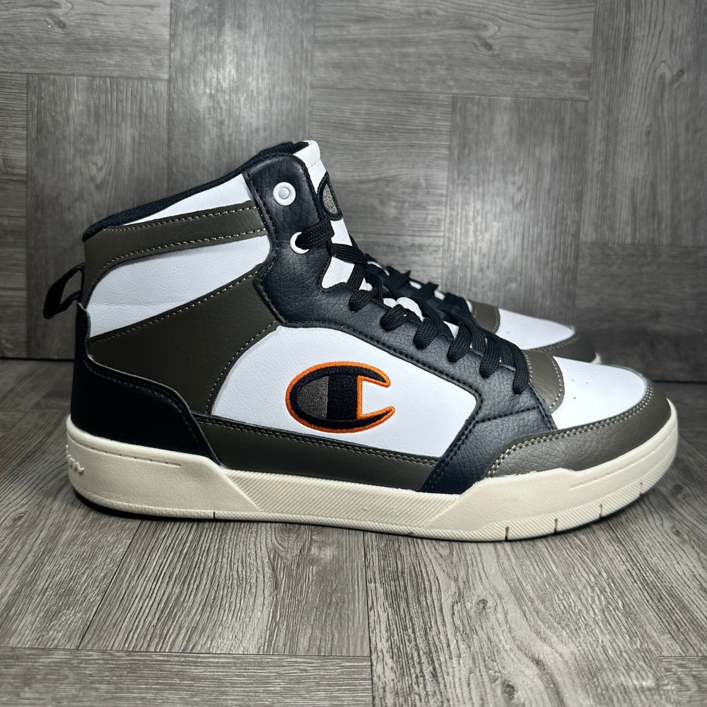 Champion Arena Hi Mens 11 White Black Olive High Top J640-0425-Nan'an NEW